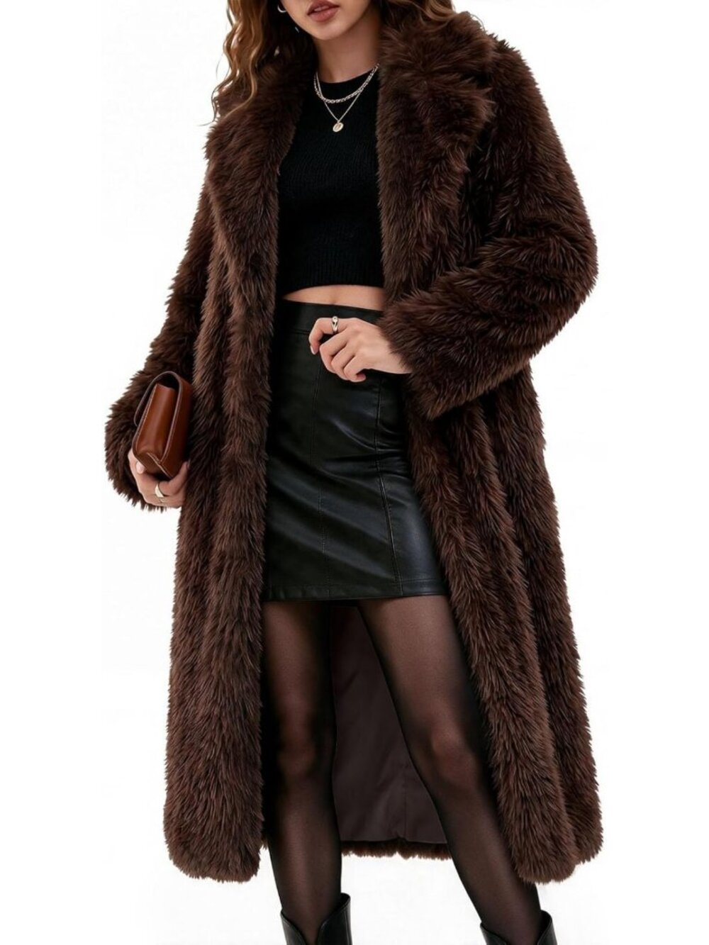 Cozy Long Faux Fur Coat | Fluffy Shaggy Jacket | Warm Furry Outerwear for Women